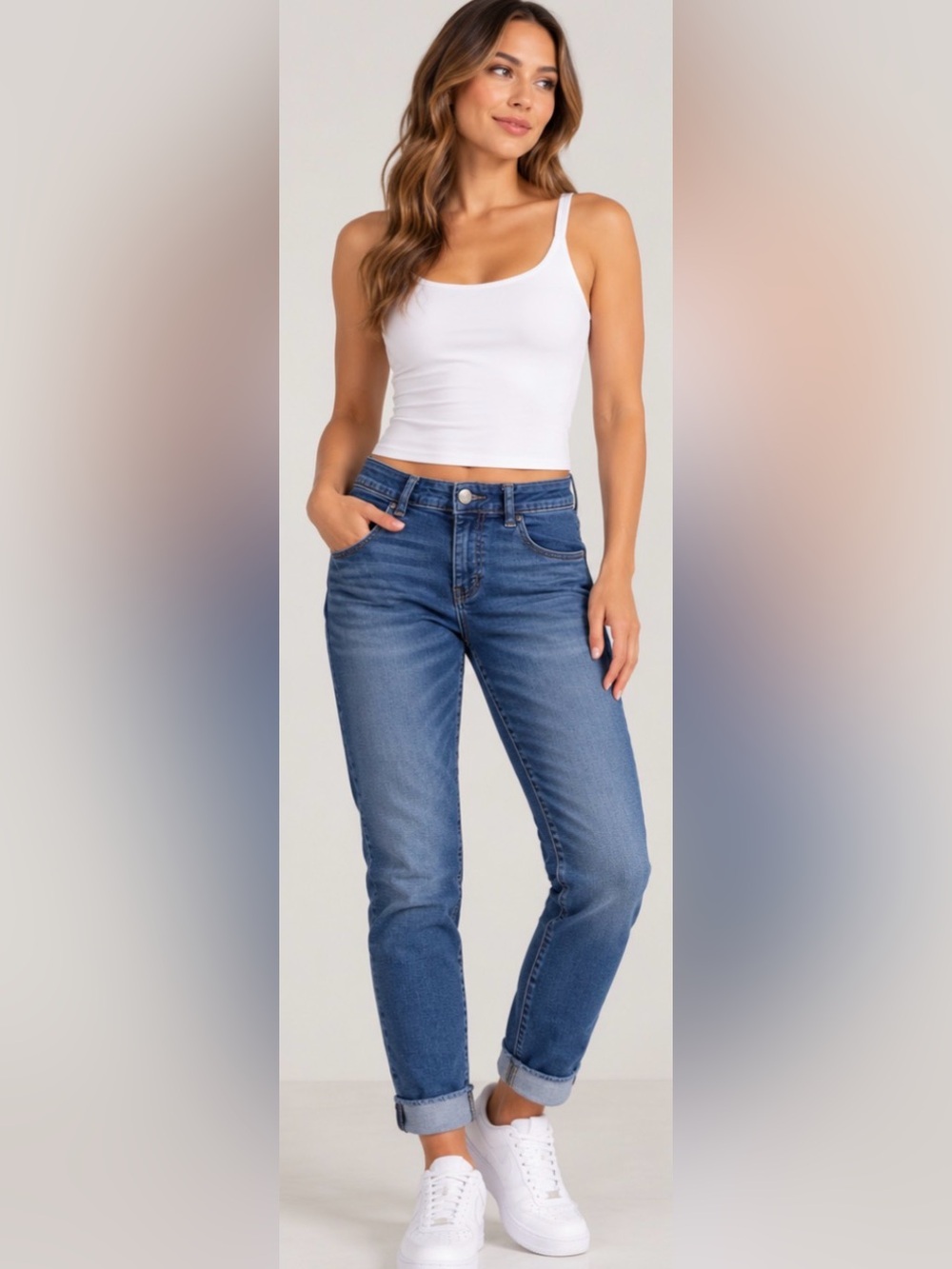 Juicy Couture Cuffed Skinny Jeans Size 2 Medium Wash Stretch Denim